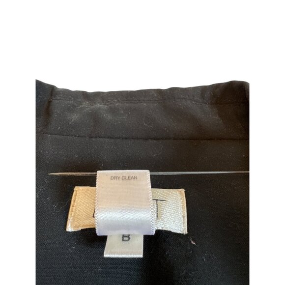 Ann Taylor Loft Tuxedo Jacket 12 Black Wool Blend With Satin Trim Button Details - Picture 5 of 6